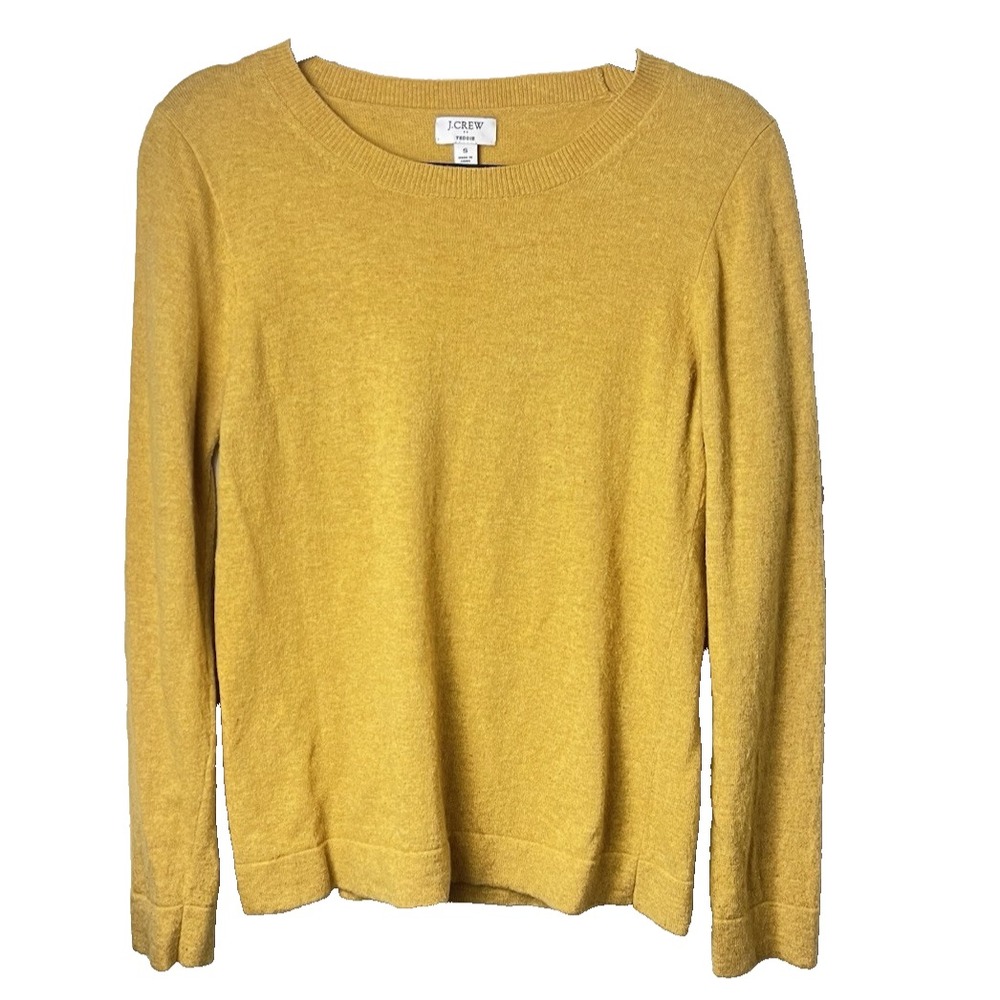 J.Crew Teddie Cotton-Wool Crewneck Sweater Women's Size S | Mustard Yellow Knit